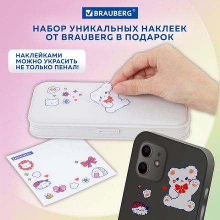 Пенал пластиковый BRAUBERG, серый, С НАКЛЕЙКАМИ, 21х9х3 см, 272273 Пенал пластиковый BRAUBERG, серый, С НАКЛЕЙКАМИ, 21х9х3 см, 272273