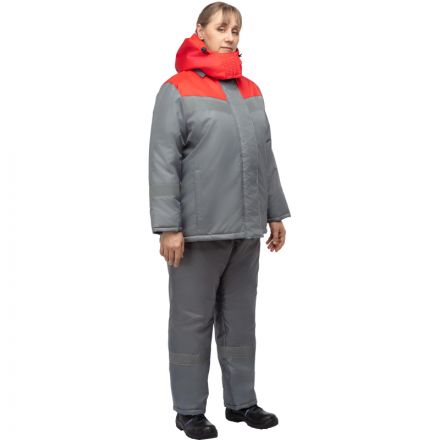 Куртка рабочая зимняя женская з46-КУ сер/красн (р.48-50) 158-164