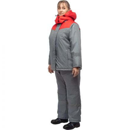 Куртка рабочая зимняя женская з46-КУ сер/красн (р.48-50) 158-164