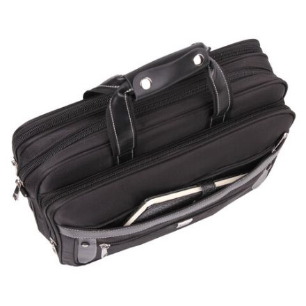 Сумка портфель BRAUBERG CARBON с отделением для ноутбука 15-16", 2 отделения, черная, 31х41х13 см, 240509