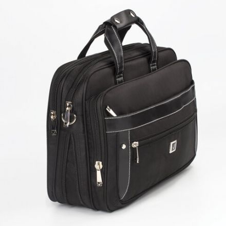 Сумка портфель BRAUBERG CARBON с отделением для ноутбука 15-16", 2 отделения, черная, 31х41х13 см, 240509