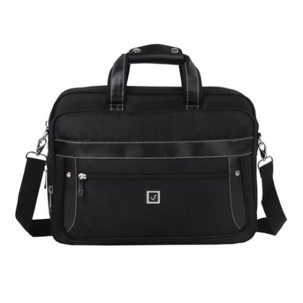 Сумка портфель BRAUBERG CARBON с отделением для ноутбука 15-16", 2 отделения, черная, 31х41х13 см, 240509