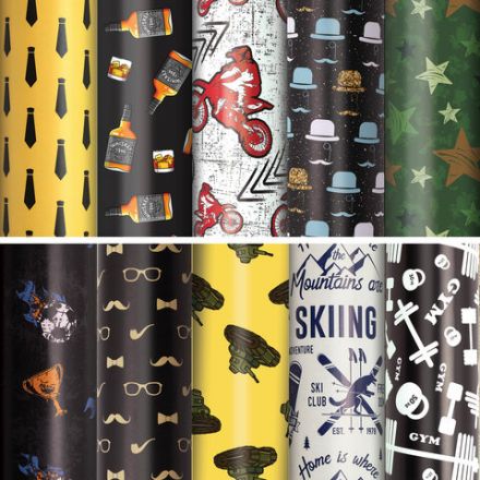 Бумага упаковочная подарочная мелованная "For Men", 70x100 см, 10 дизайнов ассорти, ЗОЛОТАЯ СКАЗКА, 591914 Бумага упаковочная подарочная мелованная "For Men", 70x100 см, 10 дизайнов ассорти, ЗОЛОТАЯ СКАЗКА, 591914