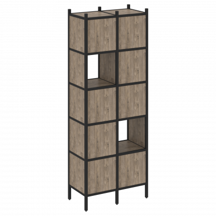 Loft Прямой стеллаж наборный VR.L-05 Тиквуд тёмный/Чёрный металл 862*446*1869 Loft Прямой стеллаж наборный VR.L-05 Тиквуд тёмный/Чёрный металл 862*446*1869