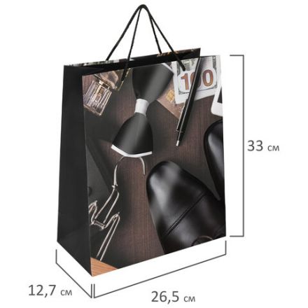 Пакет подарочный (1 штука) 26x13x32 см, ЗОЛОТАЯ СКАЗКА "Businessman", выборочный лак, 608245 Пакет подарочный (1 штука) 26x13x32 см, ЗОЛОТАЯ СКАЗКА "Businessman", выборочный лак, 608245
