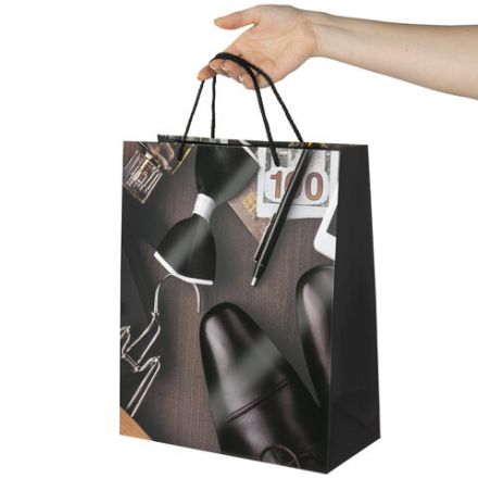 Пакет подарочный (1 штука) 26x13x32 см, ЗОЛОТАЯ СКАЗКА "Businessman", выборочный лак, 608245 Пакет подарочный (1 штука) 26x13x32 см, ЗОЛОТАЯ СКАЗКА "Businessman", выборочный лак, 608245