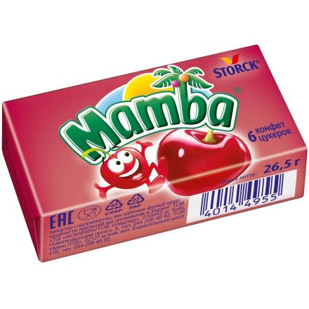 Конфеты жевательные Mamba Ассорти, 26,5 г × 48 шт. в упаковке