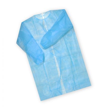 Халат н/с , на завязк, рук.рез, дл.110см, XXL, пл 20, голуб, 10 шт/уп