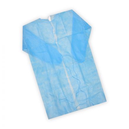 Халат н/с , на завязк, рук.рез, дл.110см, XXL, пл 20, голуб, 10 шт/уп
