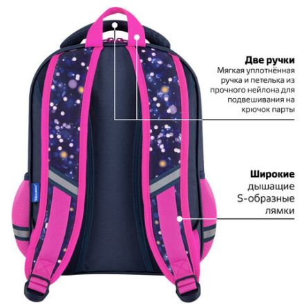 Рюкзак BRAUBERG OPTIMA, 2 отделения, с брелоком, "Tiny beauty", 36х27х18 см, 273155