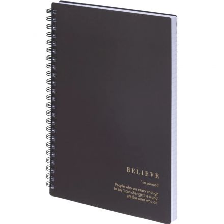 Бизнес-тетрадь, BS, А5, 120л., клетка, спираль. Believe, черный N4200