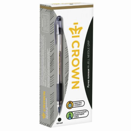 Ручка гелевая с грипом CROWN "Hi-Jell Needle Grip", ЧЕРНАЯ, узел 0,7 мм, линия письма 0,5 мм, HJR-500RNB Ручка гелевая с грипом CROWN "Hi-Jell Needle Grip", ЧЕРНАЯ, узел 0,7 мм, линия письма 0,5 мм, HJR-500RNB