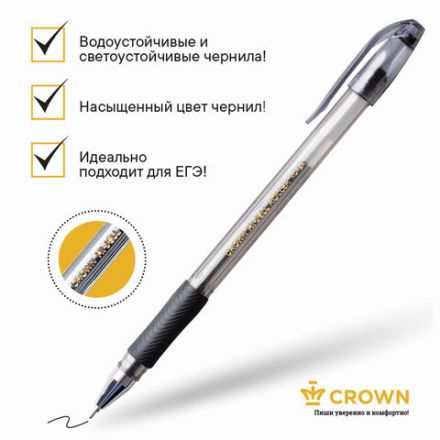 Ручка гелевая с грипом CROWN "Hi-Jell Needle Grip", ЧЕРНАЯ, узел 0,7 мм, линия письма 0,5 мм, HJR-500RNB Ручка гелевая с грипом CROWN "Hi-Jell Needle Grip", ЧЕРНАЯ, узел 0,7 мм, линия письма 0,5 мм, HJR-500RNB