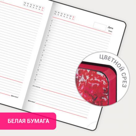 Ежедневник недатированный B6 (127х186 мм), BRAUBERG VISTA, под кожу, гибкий, 136 л., "Paris", 112106