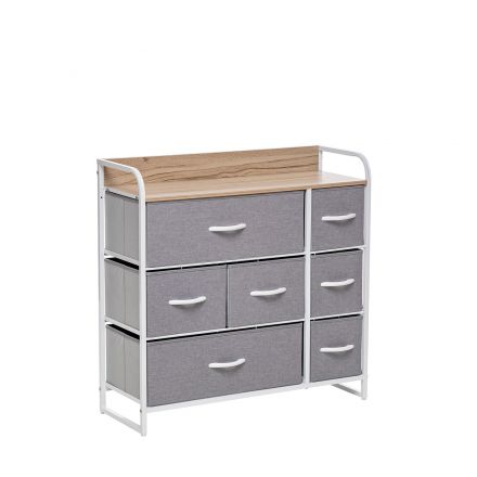 Комод Leset Ноа 7 ящ., Каркас Белый, Светло-серый, Белый, Светло-серый, Лён искусственный Комод Leset Ноа 7 ящ., Каркас Белый, Светло-серый, Белый, Светло-серый, Лён искусственный