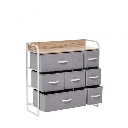 Комод Leset Ноа 7 ящ., Каркас Белый, Светло-серый, Белый, Светло-серый, Лён искусственный Комод Leset Ноа 7 ящ., Каркас Белый, Светло-серый, Белый, Светло-серый, Лён искусственный