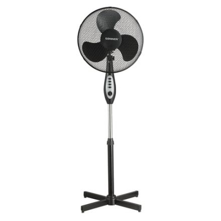 Вентилятор напольный SONNEN FS40-A55, d=40 см, 45 Вт, 3 скоростных режима, таймер, черный, 451035