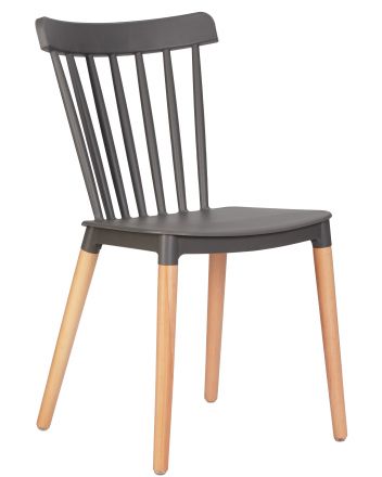 Стул обеденный DOBRIN THEO, ножки светлый бук, цвет темно-серый (GR-04)