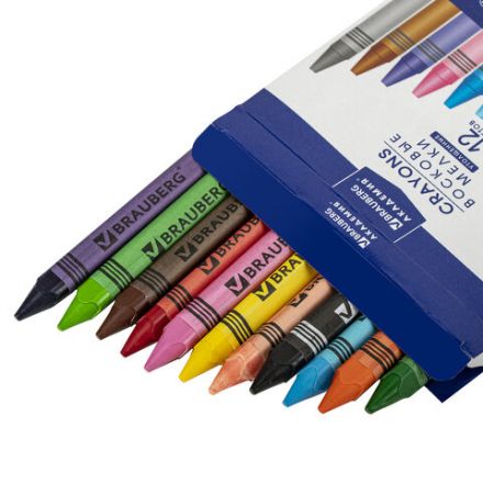 Восковые мелки трехгранные утолщенные BRAUBERG "АКАДЕМИЯ", НАБОР 12 цветов, 227287 Восковые мелки трехгранные утолщенные BRAUBERG "АКАДЕМИЯ", НАБОР 12 цветов, 227287