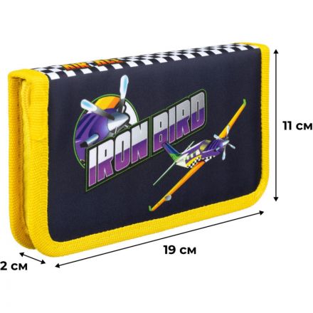 Пенал Комус класс   Iron Bird , 1 секц., 190x110x20мм, ткань