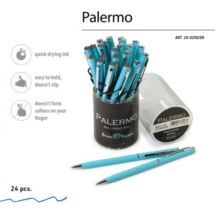 Ручка шариковая автоматическая PALERMO бирюз.мет.корп, 0,7мм син 20-0250/09 Ручка шариковая автоматическая PALERMO бирюз.мет.корп, 0,7мм син 20-0250/09