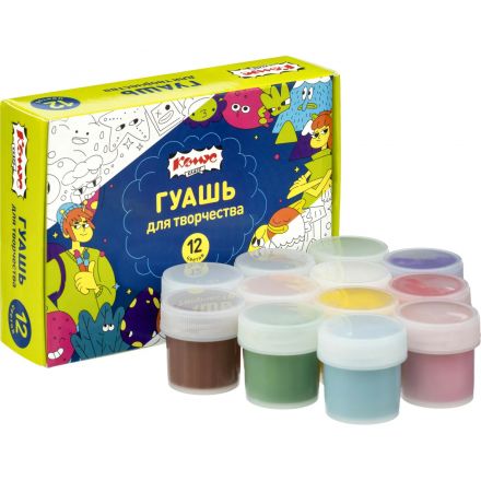 Гуашь Комус Класс Максики 12 цв/наб по 10 мл, картонная коробка
