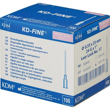 Игла инъекционная 24G (0,55х25 мм) KD-Fine 100шт./уп. Игла инъекционная 24G (0,55х25 мм) KD-Fine 100шт./уп.