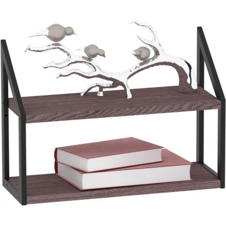 Полка TI_настен/настоль Комус Онега-8 150х450 мет чер/ЛДСП ясень анкор тем