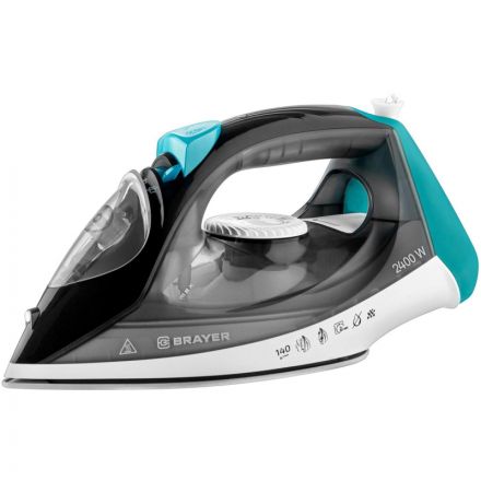 Утюг BRAYER BR4008,2400 Вт,керам,пар140 г/мин,антикапля,330 мл,верт.отпар Утюг BRAYER BR4008,2400 Вт,керам,пар140 г/мин,антикапля,330 мл,верт.отпар