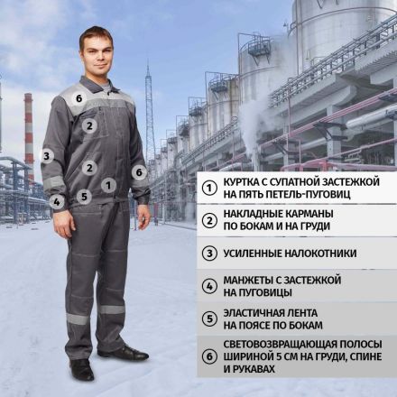 Костюм рабочий летний муж. л22-КПК т.сер./св.сер (р.52-54) 170-176 Костюм рабочий летний муж. л22-КПК т.сер./св.сер (р.52-54) 170-176