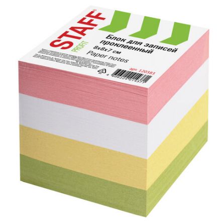 Блок для записей STAFF, проклеенный, куб 8х8 см, 800 листов, цветной, 120383 Блок для записей STAFF, проклеенный, куб 8х8 см, 800 листов, цветной, 120383