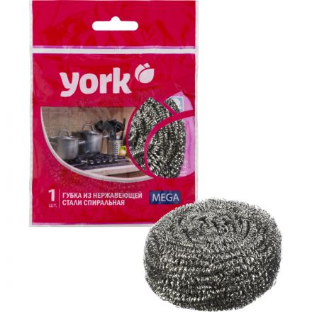 Губка для мытья посуды YORK Мега спиральная стальная Губка для мытья посуды YORK Мега спиральная стальная
