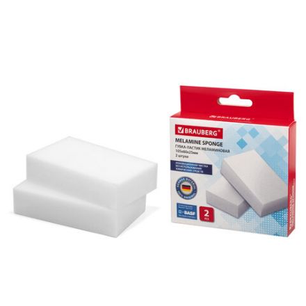 Губка-ластик МЕЛАМИНОВАЯ для удаления пятен, для чистки кухни, уборки, обуви, 10,5х6х2,5 см, КОМПЛЕКТ 2 шт., колорбокс, BRAUBERG, 606892 Губка-ластик МЕЛАМИНОВАЯ для удаления пятен, для чистки кухни, уборки, обуви, 10,5х6х2,5 см, КОМПЛЕКТ 2 шт., колорбокс, BRAUBERG, 606892