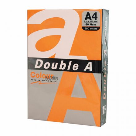Бумага цветная DOUBLE A, А4, 80 г/м2, 500 л, интенсив, оранжевая Бумага цветная DOUBLE A, А4, 80 г/м2, 500 л, интенсив, оранжевая