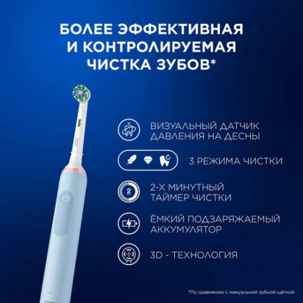 Зубная щетка электрическая ORAL-B (Орал-би) Pro-Series 3, Голубая, 1 сменная насадка, 741751