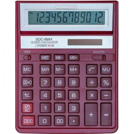 Калькулятор настольный ПОЛНОРАЗМЕРНЫЙ Citizen SDC-888XRD 12-разрядный бордовый