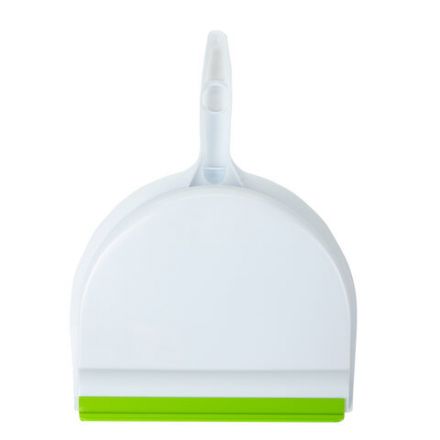 Совок для мусора + щетка, пластик, резиновая кромка, зелено-белый, ЛЮБАША, 603615