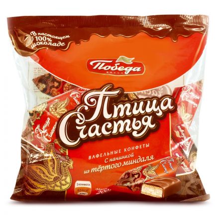 Конфеты шоколадные Птица счастья вафельные, 200г Конфеты шоколадные Птица счастья вафельные, 200г