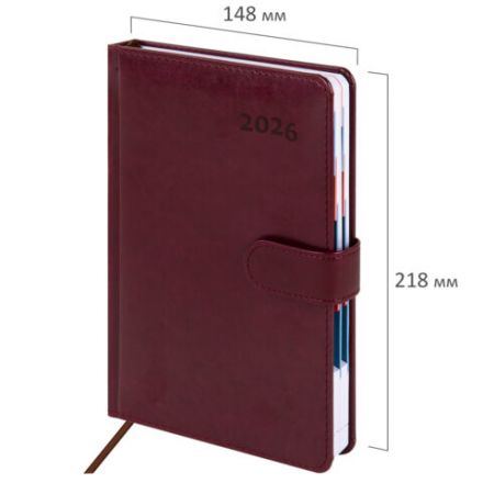 Ежедневник датированный 2026 А5 148х218 мм, GALANT "Ritter", под кожу, бордовый, 117493 Ежедневник датированный 2026 А5 148х218 мм, GALANT "Ritter", под кожу, бордовый, 117493