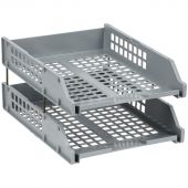 Лоток для бумаг горизонтальный СТАММ "Strong", набор 2шт., на метал. стержнях, серый Лоток для бумаг горизонтальный СТАММ "Strong", набор 2шт., на метал. стержнях, серый