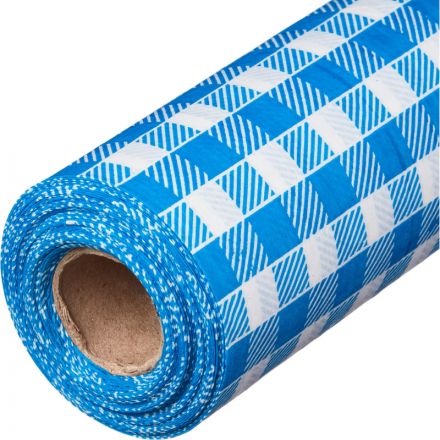 Скатерть одноразовая Luscan, 120х200см 6шт/рулон, синяя клетка