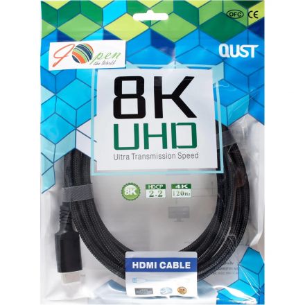 Кабель HDMI 19M/M,ver. 2.1 8KX60Hz (Econom) оплетк 3m iOpen <ACG859B-3.0 Кабель HDMI 19M/M,ver. 2.1 8KX60Hz (Econom) оплетк 3m iOpen <ACG859B-3.0