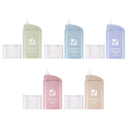 Корректирующая лента BRAUBERG COMPACT PASTEL, 5 мм х 6 м, корпус ассорти, блистер, 272495