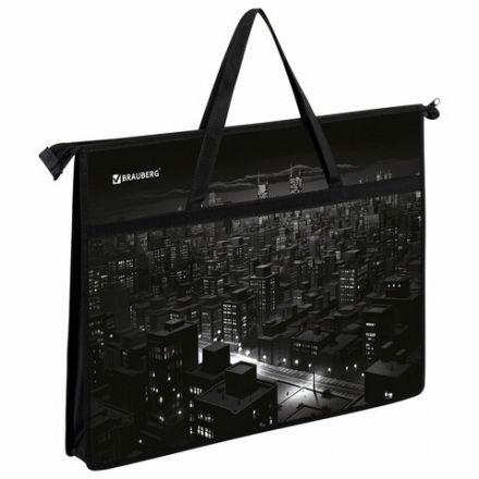 Папка для рисунков и чертежей с ручками BRAUBERG А3, пластик, молния сверху, "Night city", 273410 Папка для рисунков и чертежей с ручками BRAUBERG А3, пластик, молния сверху, "Night city", 273410