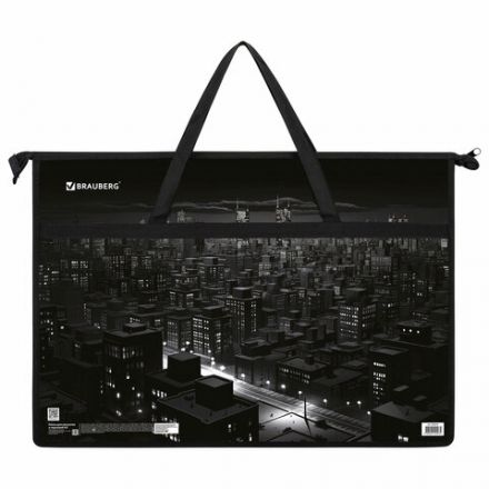 Папка для рисунков и чертежей с ручками BRAUBERG А3, пластик, молния сверху, "Night city", 273410 Папка для рисунков и чертежей с ручками BRAUBERG А3, пластик, молния сверху, "Night city", 273410