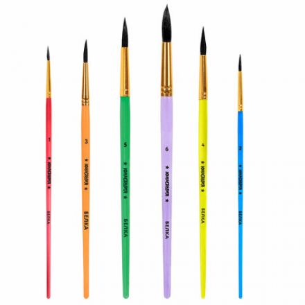 Кисти БЕЛКА набор 6 шт. (круглые № 1, 2, 3, 4, 5, 6), блистер, ЮНЛАНДИЯ, 201082 Кисти БЕЛКА набор 6 шт. (круглые № 1, 2, 3, 4, 5, 6), блистер, ЮНЛАНДИЯ, 201082