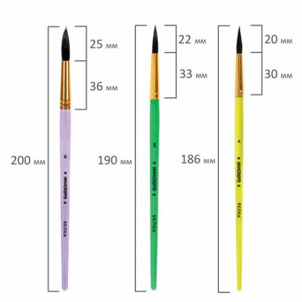 Кисти БЕЛКА набор 6 шт. (круглые № 1, 2, 3, 4, 5, 6), блистер, ЮНЛАНДИЯ, 201082 Кисти БЕЛКА набор 6 шт. (круглые № 1, 2, 3, 4, 5, 6), блистер, ЮНЛАНДИЯ, 201082