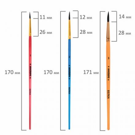 Кисти БЕЛКА набор 6 шт. (круглые № 1, 2, 3, 4, 5, 6), блистер, ЮНЛАНДИЯ, 201082 Кисти БЕЛКА набор 6 шт. (круглые № 1, 2, 3, 4, 5, 6), блистер, ЮНЛАНДИЯ, 201082