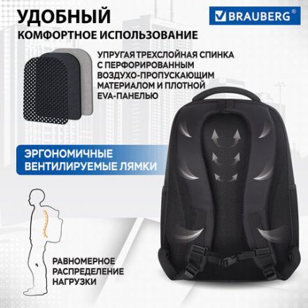 Рюкзак BRAUBERG FUNCTIONAL с отделением для ноутбука, 2 отделения, нагрудный ремешок, "Impulse", 46х16х32 см, 229875 Рюкзак BRAUBERG FUNCTIONAL с отделением для ноутбука, 2 отделения, нагрудный ремешок, "Impulse", 46х16х32 см, 229875