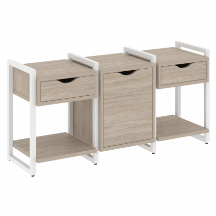 Loft Тумба на регулируемых опорах наборная. Вариант №6 VR.L-TN-6.O Дуб аттик/Белый металл 1440*460*719